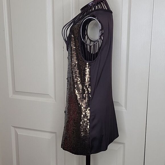 ELIE TAHARI Silk Brown Sequined Sleeveless Blouse Size Small - Picture 4 of 8